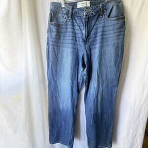 Hollister Women's Ultra High Rise Dad Jeans Distressed Cotton Blue Size 12P